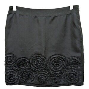 Banana Republic Silk Skirt  2  100% Silk Black Circular Boho  Minimalist